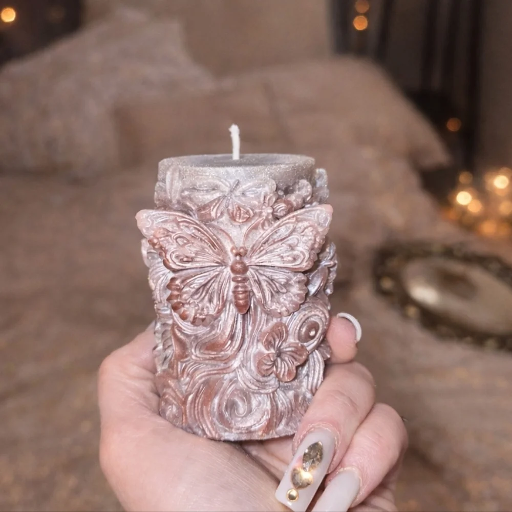 Butterfly Pillar Candle – Handmade Decor